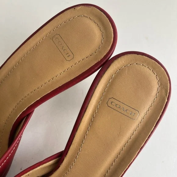 Coach Italy Sheri Red Kitten Heel Silver Buckle Mule loafers size 6B - Picture 8 of 11